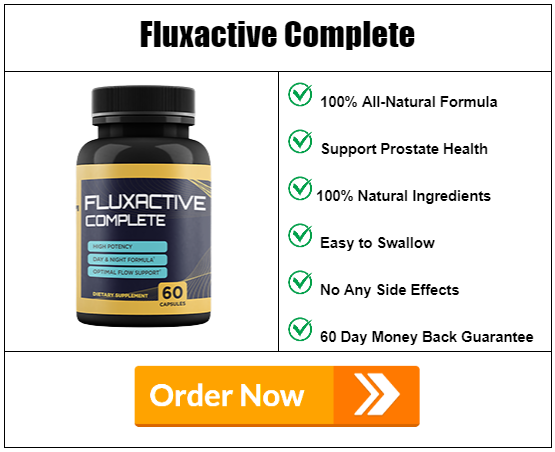 A table explains the benefits of Fluxactive Complete Supplement 