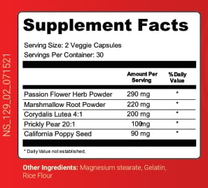 Supplement Facts of Nervogen Pro with other ingredients list