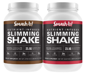 Nutrient-Infused Smash-It Slimming Shake natural chocolate & natural strawberry formula.