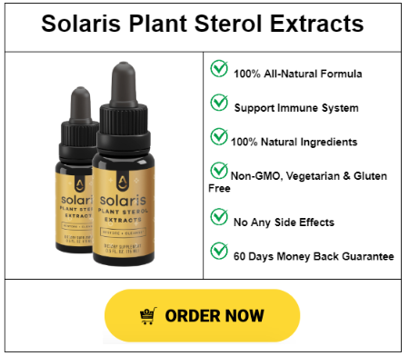 Important Facts of Solaris Plant Sterol Extracts with table format.